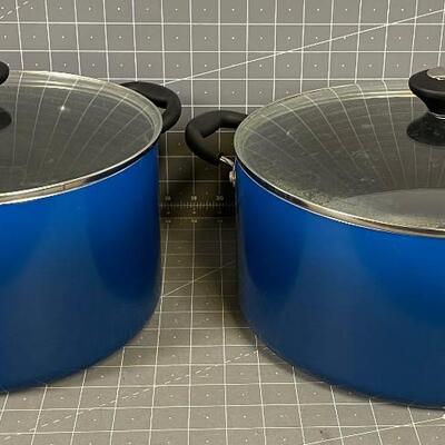 #179 BLUE; TIVOLI Stock pots (2) with lids. Teflon 