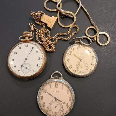 Lot J28: Vintage Elgin Pocket Watches (One Case Gold Filled)