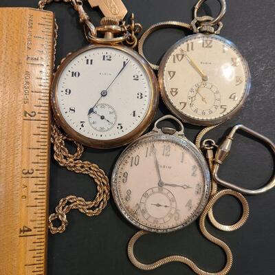 Lot J28: Vintage Elgin Pocket Watches (One Case Gold Filled)