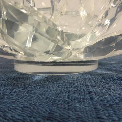LOT 219. CRYSTAL GORHAM BEE HIVE DECOR AND WATER LILY CANDLE HOLDER