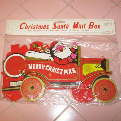 MS Vintage Christmas Santa Mail Box Car NEW Unfold Taiwan