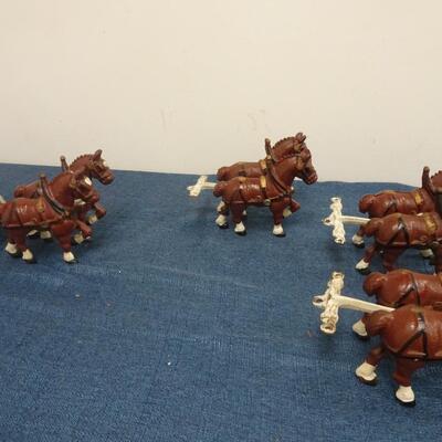 LOT 233. CAST IRON WAGON WITH CLYDESDALES