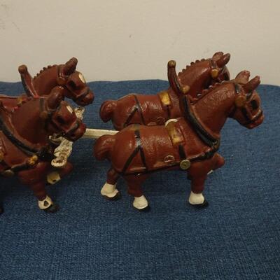 LOT 233. CAST IRON WAGON WITH CLYDESDALES