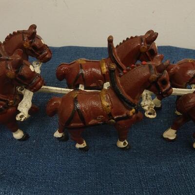 LOT 233. CAST IRON WAGON WITH CLYDESDALES