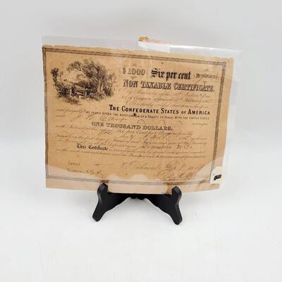 1864 CONFEDERATE $1000 BOND - GREENSBORO NC