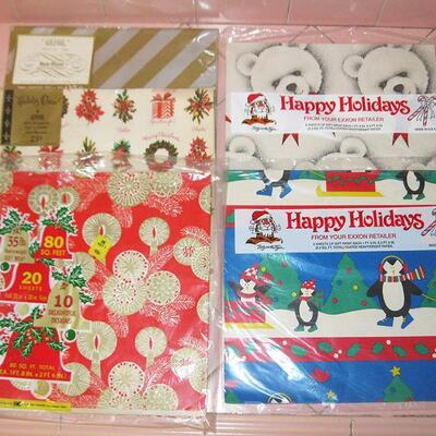 MS Vintage Christmas Wrapping Paper New 2 Packs Texaco Gas Gift
