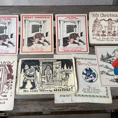 AA     VINTAGE 1930s NAUGHTY CHRISTMAS CARDS BATHROOM HUMOR