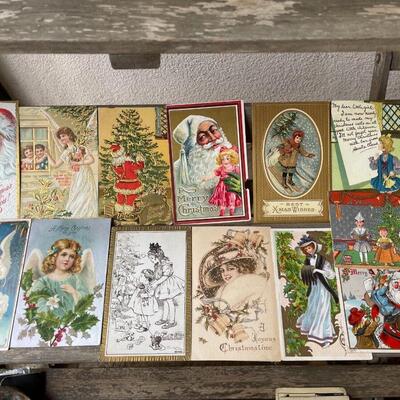 AA  GROUP OF ANTIQUE CHRISTMAS POST CARDS SANTAS ANGELS CHILDREN EARLY 1900s