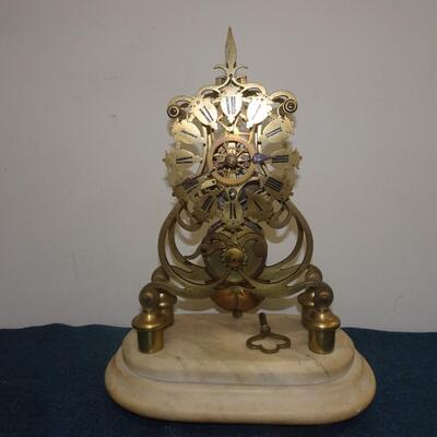 LOT 249. SKELETON TABLE CLOCK