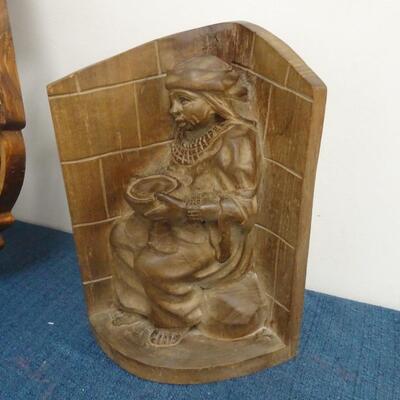 LOT 255. WOOD CARVED HOME DECOR