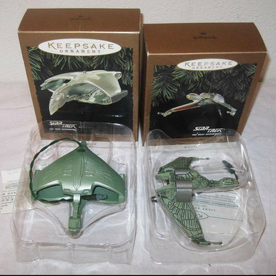 MS 5 Hallmark Christmas Ornaments Star Trek Space Ships Enterprise Voyager Vulcan Klingon Romulan