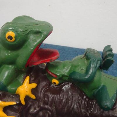 LOT 281. CAST IRON FROG BANK