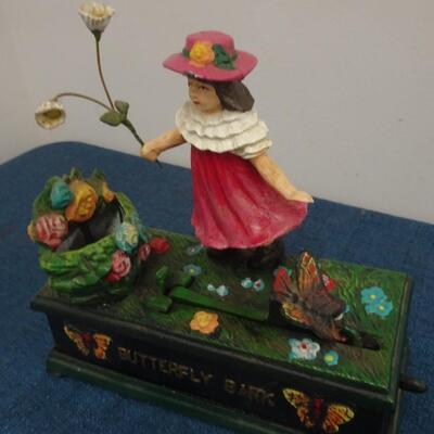 LOT 288. BUTTERFLY CAST IRON BANK