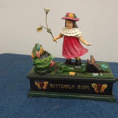 LOT 288. BUTTERFLY CAST IRON BANK