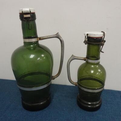 LOT 293  VINTAGE GREEN BOTTLES