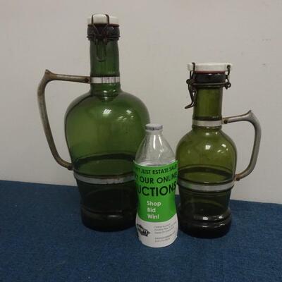 LOT 293  VINTAGE GREEN BOTTLES