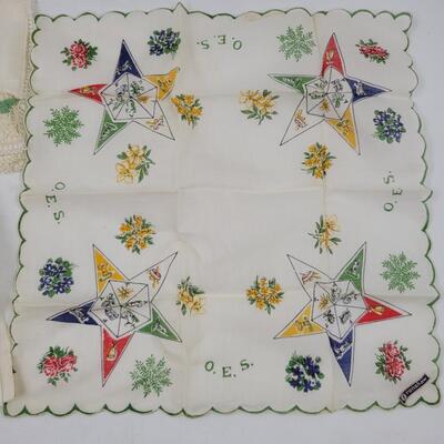 VINTAGE EASTERN STAR HANKIES -  MASONIC- 3 PC