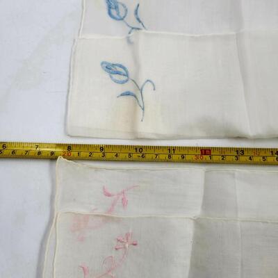 VINTAGE HAND SEWN HANDKERCHIEF - 3 PC