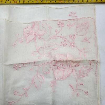 VINTAGE HAND SEWN HANDKERCHIEF - 3 PC