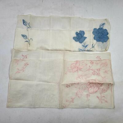 VINTAGE HAND SEWN HANDKERCHIEF - 3 PC