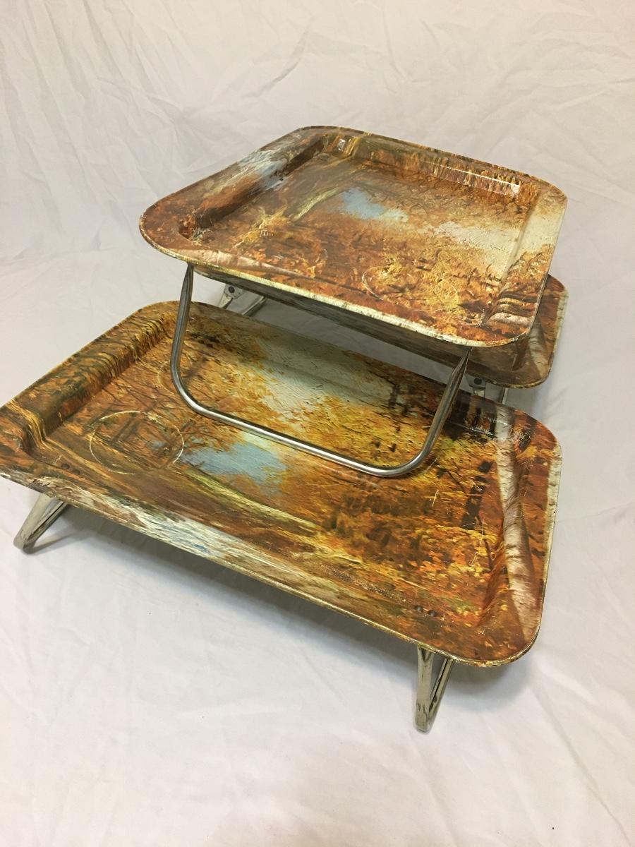 Vintage Metal Lap Trays 3 TRAYS