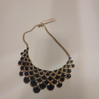 Navy blue and gold tone necklace