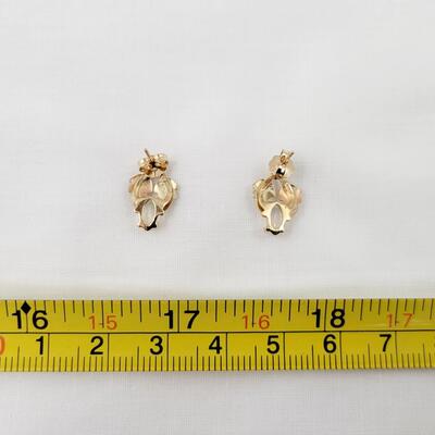 10K GOLD MOTHER OF PEARL LEAF EARRINGS