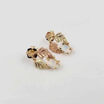 10K GOLD MOTHER OF PEARL LEAF EARRINGS