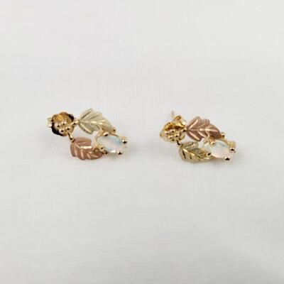 10K GOLD MOTHER OF PEARL LEAF EARRINGS