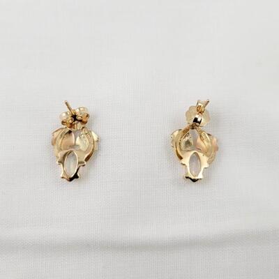 10K GOLD MOTHER OF PEARL LEAF EARRINGS