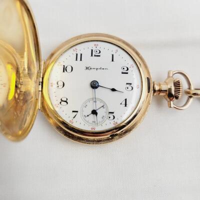 14K GOLD FILLED PRE 1920S HAMPDEN 3/0 DIADEM GRADE MOVEMENT POCKET WATCH