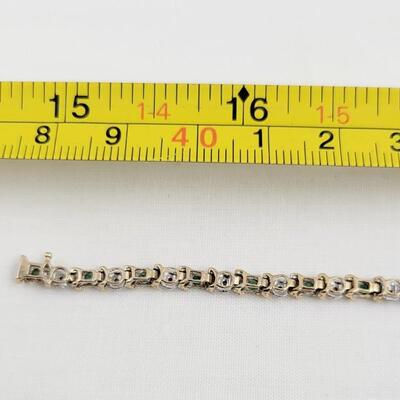 10K JEWELED (GREEN & WHITE) GOLD BRACELET
