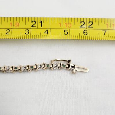 10K JEWELED (GREEN & WHITE) GOLD BRACELET