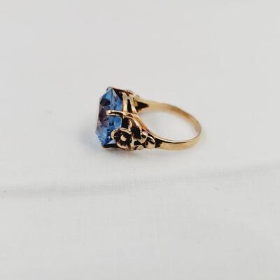 14K BLUE TOPAZ WOMENS RING