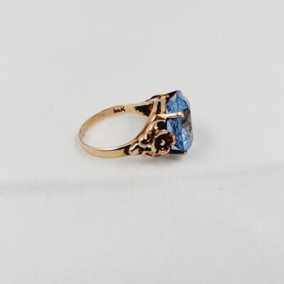 14K BLUE TOPAZ WOMENS RING