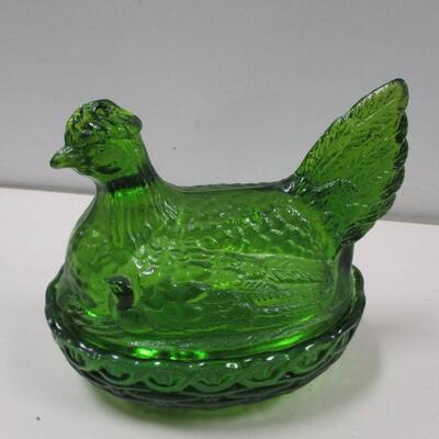 Green Glass Nesting Hen