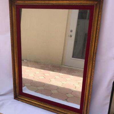 Antique Gold and Burgundy Mirror