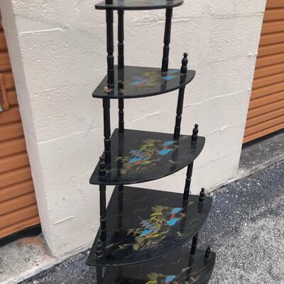 Vintage Oriental Corner Shelving Unit