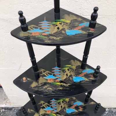 Vintage Oriental Corner Shelving Unit