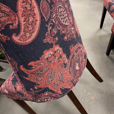 (4) Upholstered Dining Chairs Blue Paisley Print