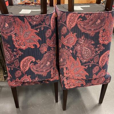 (4) Upholstered Dining Chairs Blue Paisley Print