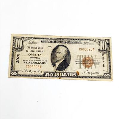 1929 NATIONAL BANK OF OMAHA $10 BILL