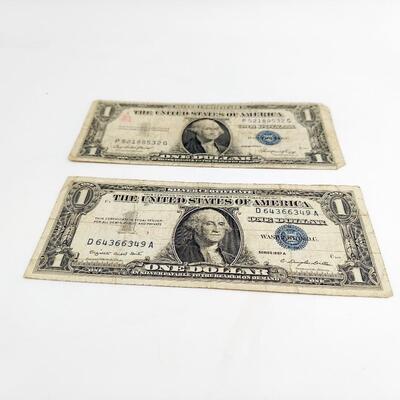 2 $1.00 BILL SILVER CERTIFICATE - 1935 & 1957