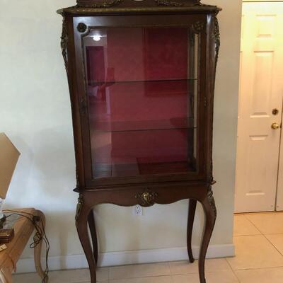 Antique French Burgundy Curio Cabinet