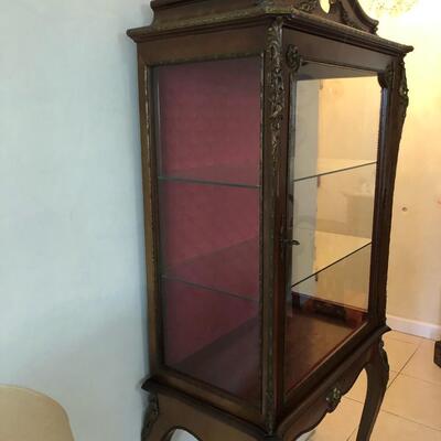Antique French Burgundy Curio Cabinet