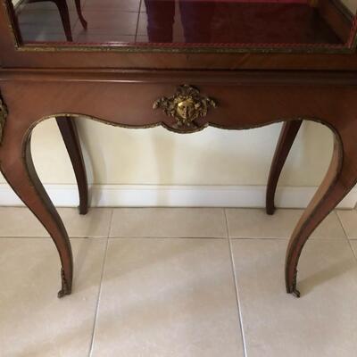 Antique French Burgundy Curio Cabinet