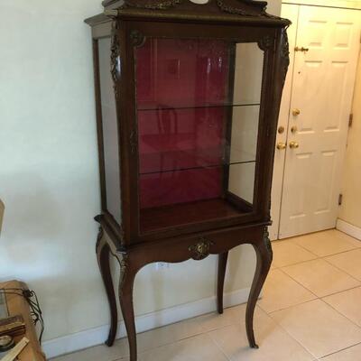 Antique French Burgundy Curio Cabinet