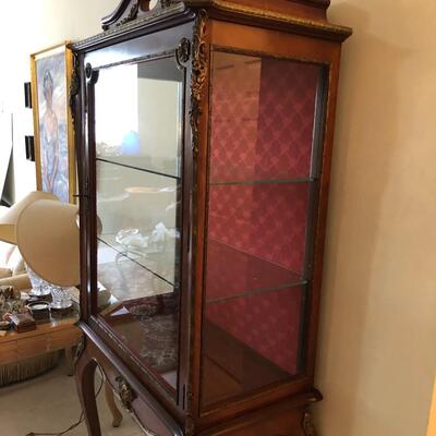 Antique French Burgundy Curio Cabinet