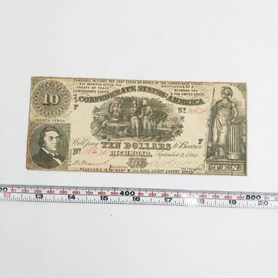 CONFEDERATE $10 BILL - RICHMOND VA