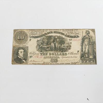 CONFEDERATE $10 BILL - RICHMOND VA